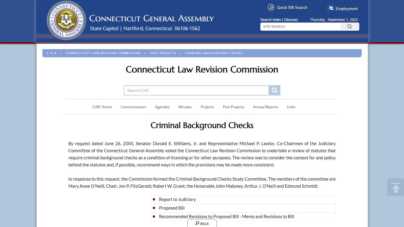 Criminal Background Checks - Connecticut General Assembly