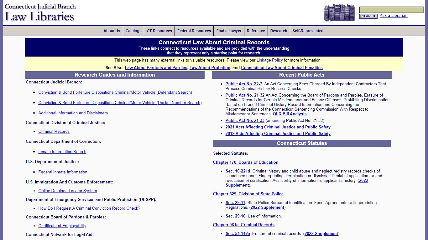 Connecticut Law About Criminal Records